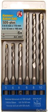 6-delige boorhamer met sds-shaft set, hardmetalen