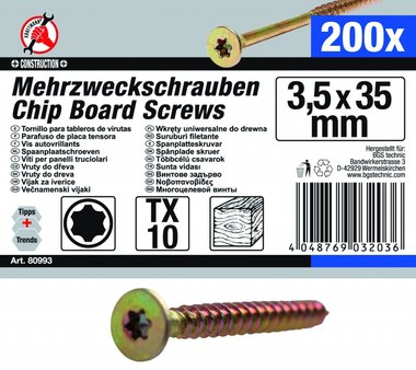 Multi-Purpose Schroeven, 3,5 x 35 mm, T10, 200 stuks