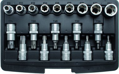 19-delige 1/2 Torx Bit dop & E-Type doppenset