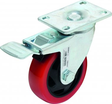 Bgs Technic Castor met Brake, rood / zwart, 100 mm