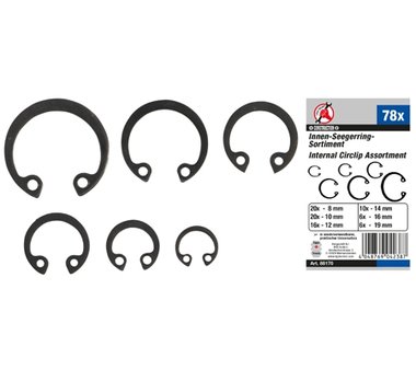 Bgs Technic Interne circlip assortiment  diameter 8 - 19 mm 78 stuks.