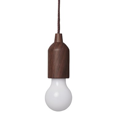 Retro lamp hout motief met koord 90cm