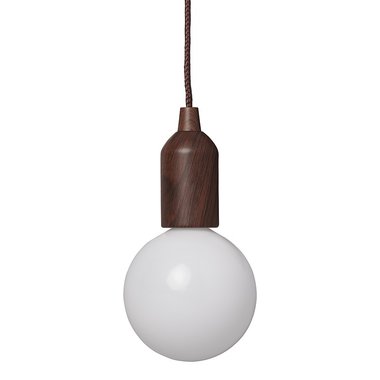 Retro lamp XL hout motief met koord 90cm